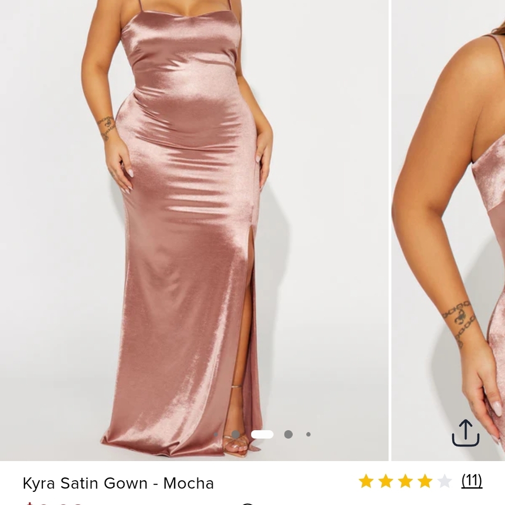 Fashion Nova Satin Dress - Mocha